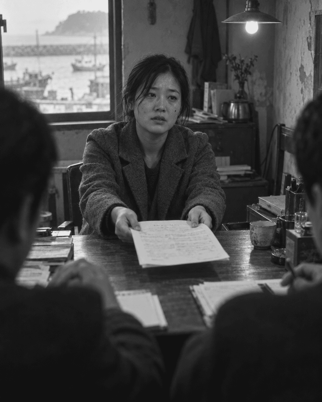 전세 계약서를 내미는 여자